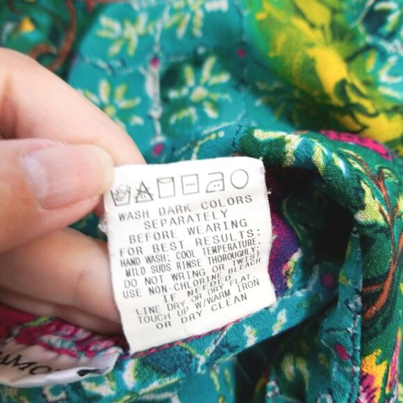 Vibrant patchwork floral rayon button front shirt - Picture 9 of 9